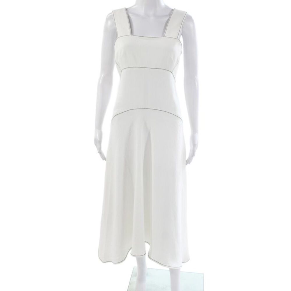 Proenza Schouler White Label Women A-Line White Square Neck Midi Dress Size 2